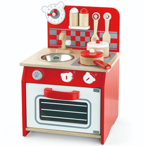 מיני מטבח לילדים עם כיור, תנור, ארון ו-7 פרטי איבזור - אדום