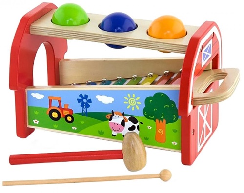 קסילופון עץ עם הך פטיש ו 3 כדורים