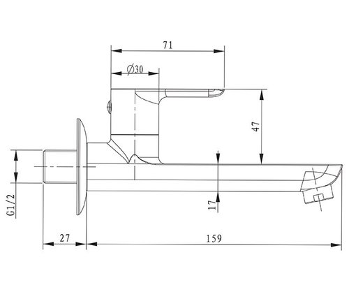 ברז מהקיר מים קרים פייה ארוכה 309308 כרום חמת
