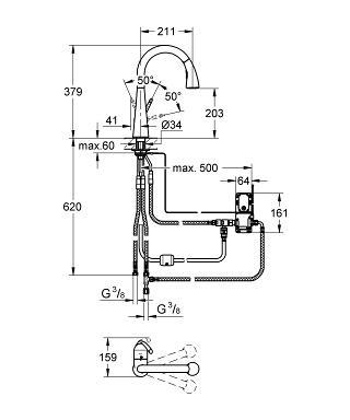 ברז נשלף 30219001 ZEDRA TOUCH כרום GROHE