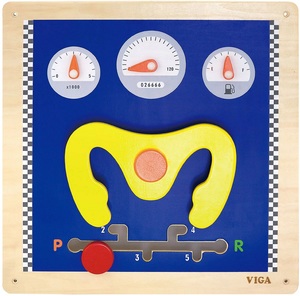 לוח פעילויות לתליה על הקיר מעץ מלא - הגה עם מוט הילוכים