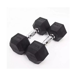 משקולת דמבל משושה גומי שחור 7.5 ק"ג DUMBELL