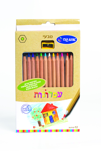 עפרונות 12 עבים טבעי