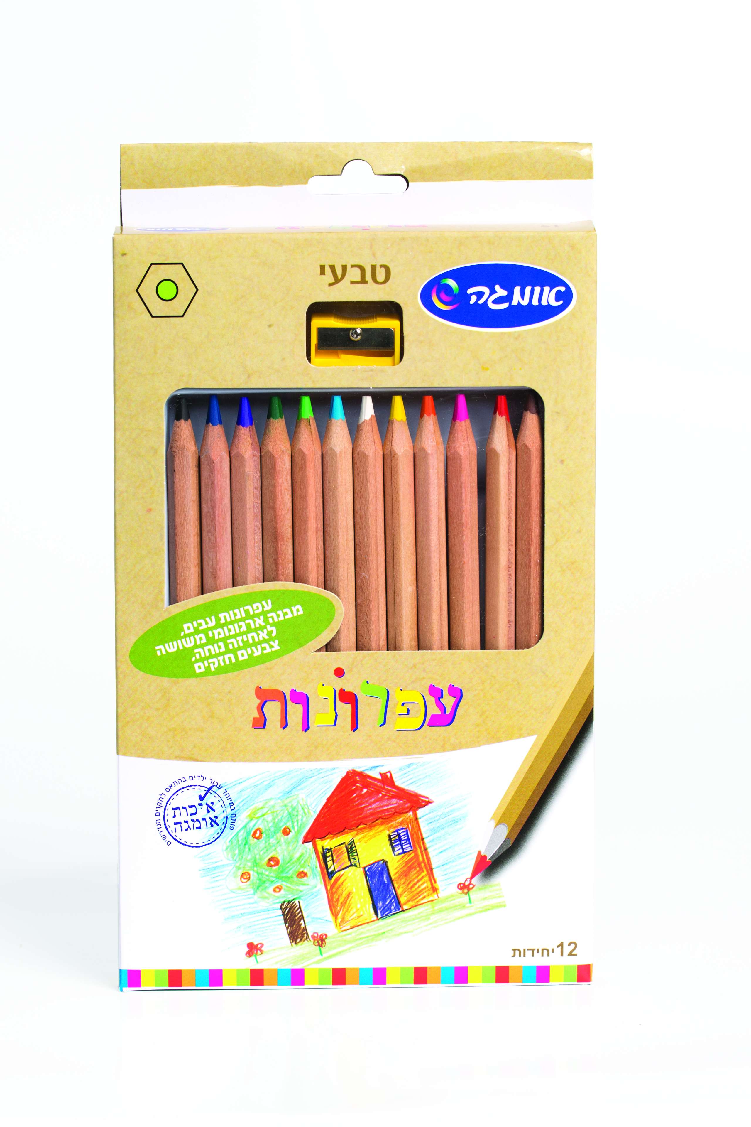 עפרונות 12 עבים טבעי