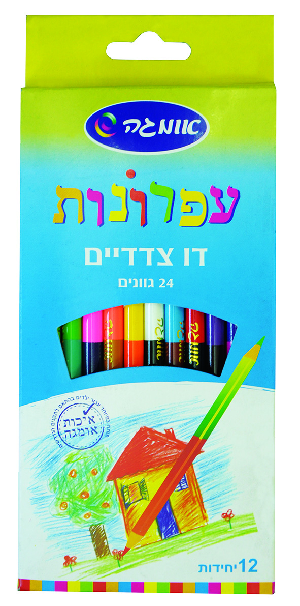 עפרונות 12 עבים דו צדדיים