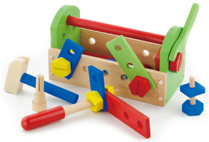 תיבת כלים פתוחה עם כלי בנייה מעץ 24 חלקים