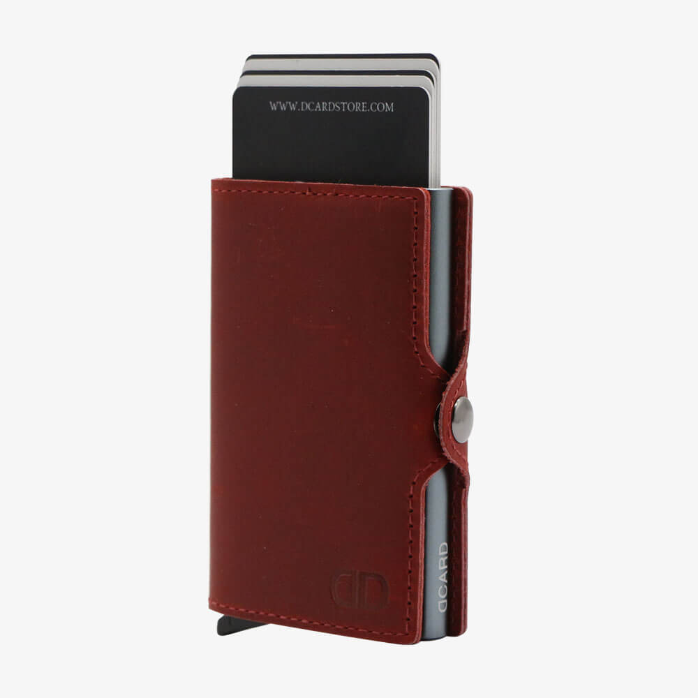 ארנק כרטיסים נשלפים מעור אמיתי DCARD LEATHER RED