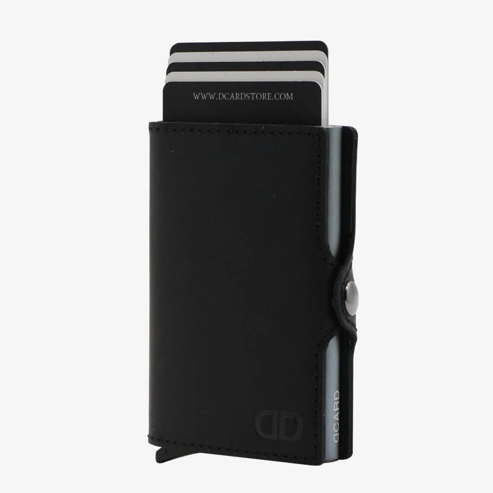 ארנק כרטיסים נשלפים מעור אמיתי DCARD LEATHER COLOR BLACK-SILVER