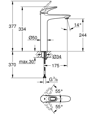 ברז 23570003 יורוסטייל EUROSTYLE כרום GROHE