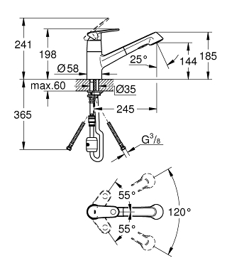 ברז נשלף 32942002 יורופלוס EUROPLUS כרום GROHE