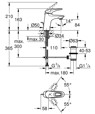 ברז 33558003 יורוסטייל EUROSTYLE כרום GROHE