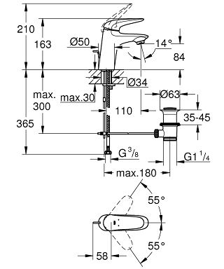 ברז 23707003 יורוסטייל EUROSTYLE כרום GROHE 