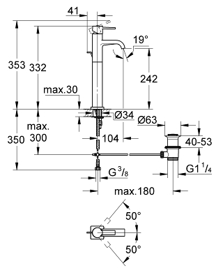 ברז 32760000 אלור ALLURE כרום GROHE