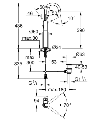 ברז 32647001 אטריו ATRIO כרום GROHE