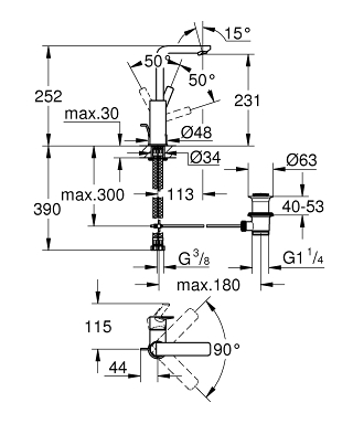 ברז 23296001 לינארה LINEARE כרום GROHE