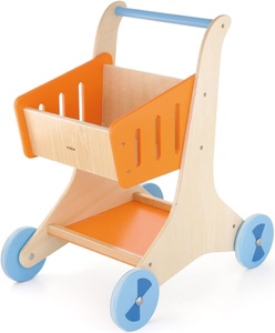 עגלת קניות / סופר והליכון מעץ - כתום