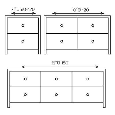 ארון אמבטיה עומד כפרי יוקרתי דגם טקסס 120 סמ