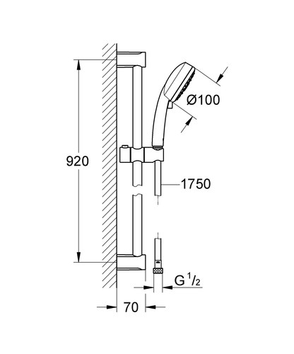 מוט מקלחת GROHE  Tempesta Cosmopolitan 100 דגם 27790002