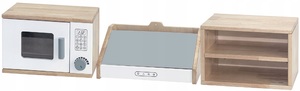סט אביזרי מטבח הכולל מיקרוגל, מדף ושואב אדים לבן