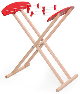 מתלה כביסה בגדים עם שמונה אטבים מעץ מלא