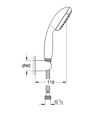 סט מאחז, צינור ומזלף 2780300E כרום GROHE