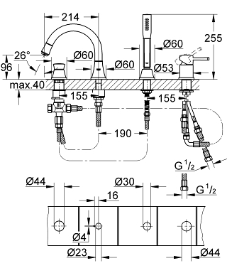 ערכה חיצונית לסט מדופן 19936000 גרנדרה GRANDERA כרום GROHE