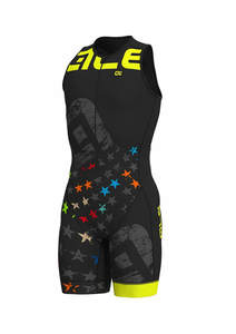 חליפת טריאתלון LONG TRI STELLE BODY שחור-צהוב אלסטית טכנית אוורירית ומנדפת מאוד