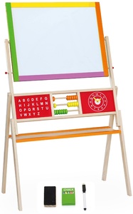 לוח ציור דו צדדי גיר וטוש מחיק עם חשבונייה, לוח ABC, שעון ואביזרי ציור