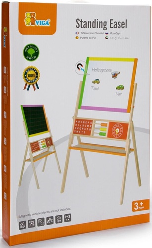 לוח ציור דו צדדי גיר וטוש מחיק עם חשבונייה, לוח ABC, שעון ואביזרי ציור