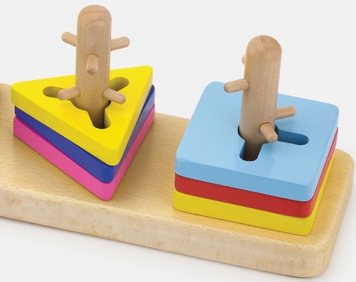 משחק תיאום צורות לפי פינים מעץ מלא