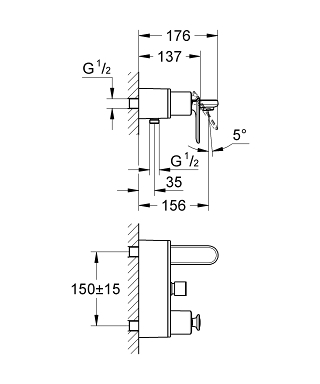 ברז סוללה 32195000 וריס VERIS כרום GROHE