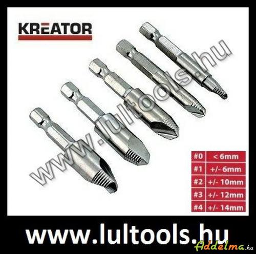 חולץ ברגים 5 יחידות באריזה קשיחה ראש אימפקט KRT061600 KREATOR