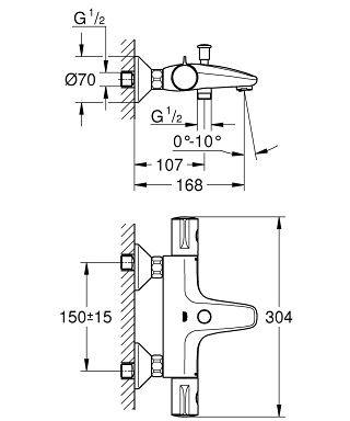 ברז סוללה 34576000 GROHTHERM 800 כרום GROHE