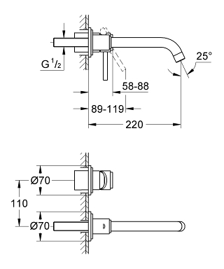 ברז קיר 19918000 אטריו ATRIO כרום GROHE