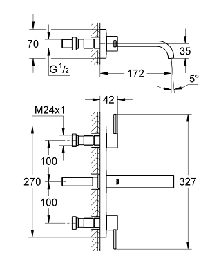 ברז קיר 20189000 אלור ALLURE כרום GROHE 