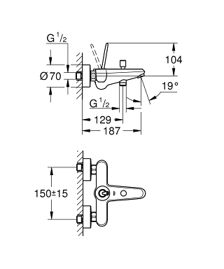 ברז סוללה 23431LS0 EURODISC JOY לבן ירח GROHE