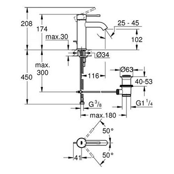 ברז לכיור אמבטיה GROHE גרואה סדרת ESEENCE מקט 23589001