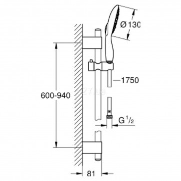 מוט מקלחת GROHE-גרואה Power&Soul מקט 27738000