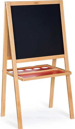 לוח ציור דו צדדי גיר / נייר ומגנט עם מדף לאביזרים