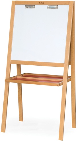 לוח ציור דו צדדי גיר / נייר ומגנט עם מדף לאביזרים