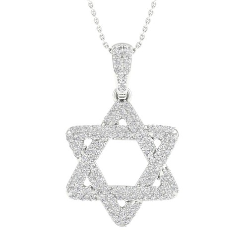 שרשרת ותליון מגן דוד יהלומים מזהב 14K