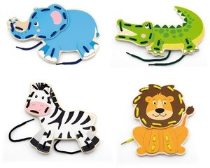 סט השחלת שרוכים - 4 חיות ג