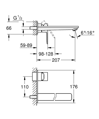 ברז קיר 23444DC1 לינארה LINEARE מוברש GROHE