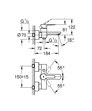 ברז סוללה 33849DC1 לינארה LINEARE מוברש GROHE
