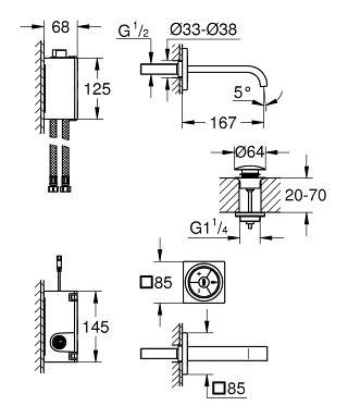 ברז קיר 36343000 ALLURE F-DIGITAL כרום GROHE