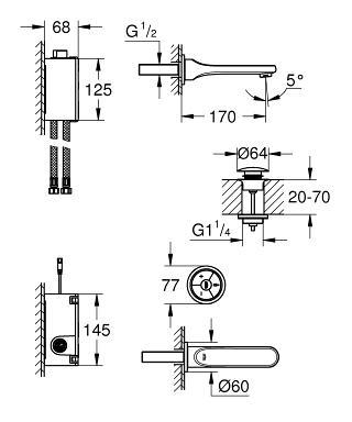 ברז קיר 36278000 VERIS F-DIGITAL כרום GROHE
