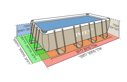  בריכת עמודים פריזמה מלבנית 4.00X2.00X1.00 מ' INTEX 26788