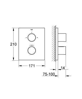 כיסוי חיצוני 4 דרך 27618000 GROHTHERM F כרום GROHE