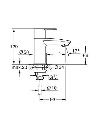ברז מים קרים 23039002 EUROSTYLE COSMOPOLITAN כרום GROHE