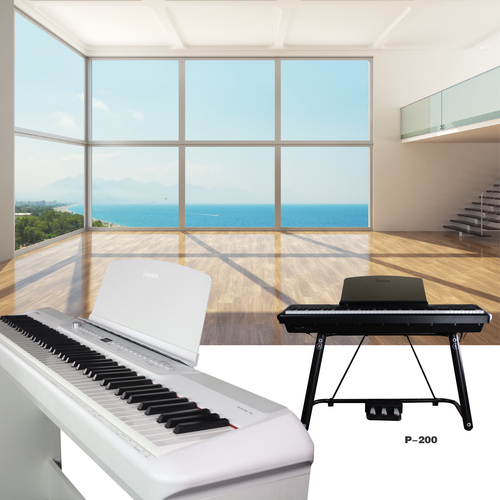 פסנתר חשמלי נייד P-200 עם מקלדת FATAR איטלקית בצבע שחור מבית Pearl River